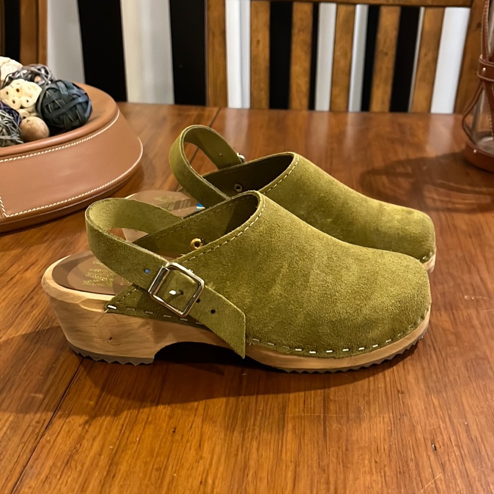 Mia Alma Lug suede Swedish Anatomisk Clogs shoes new women’s size 6 olive - Picture 4 of 15